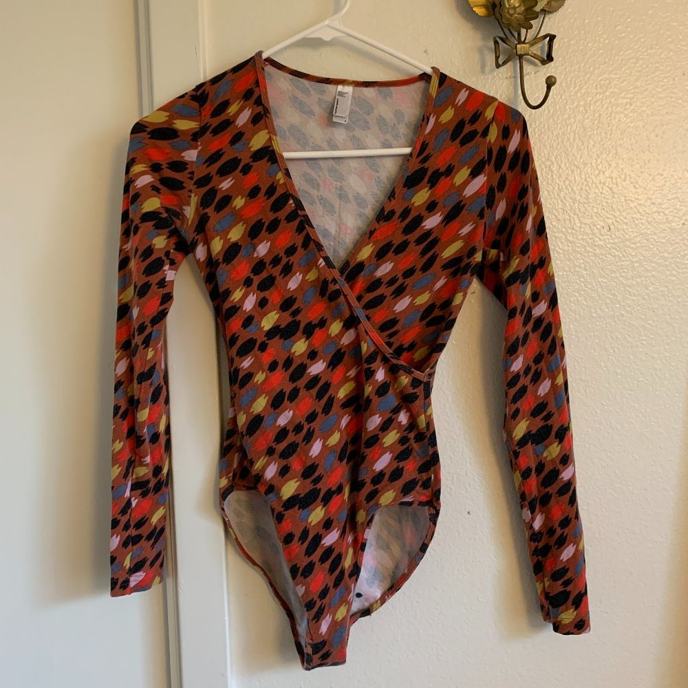 American Apparel Long Sleeve Wrap  Bodysuit